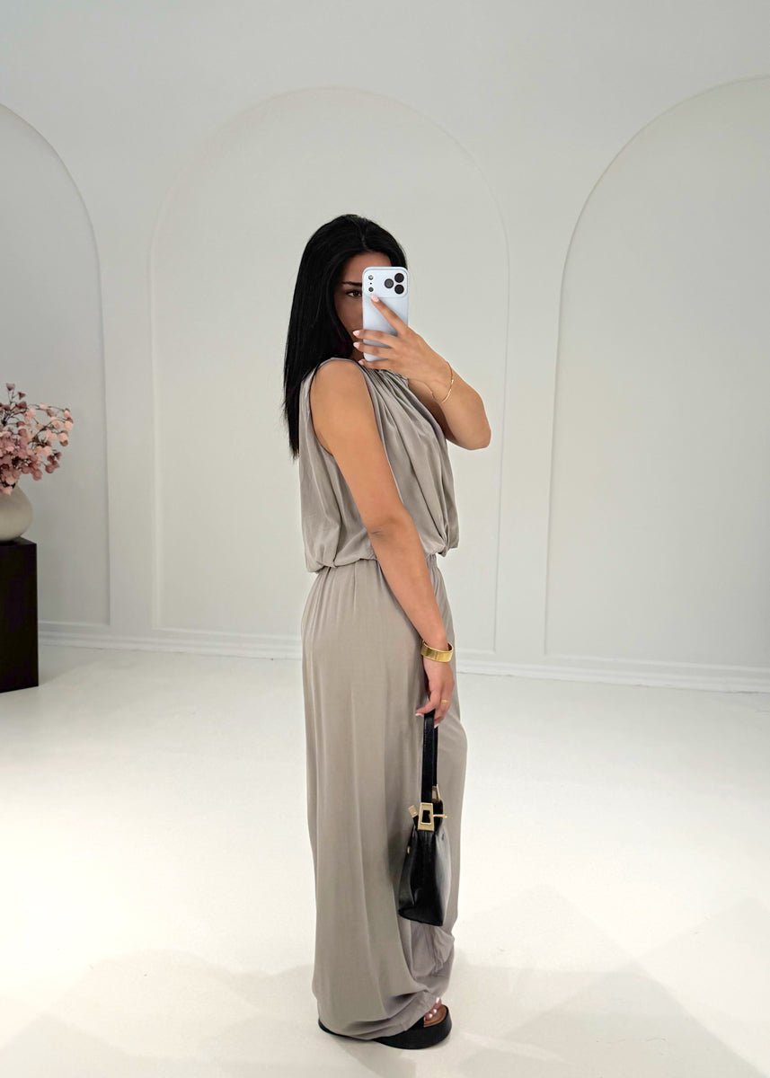 Ärmelloses Zweiteiler Set – Top & weite Hose Taupe - NAHA