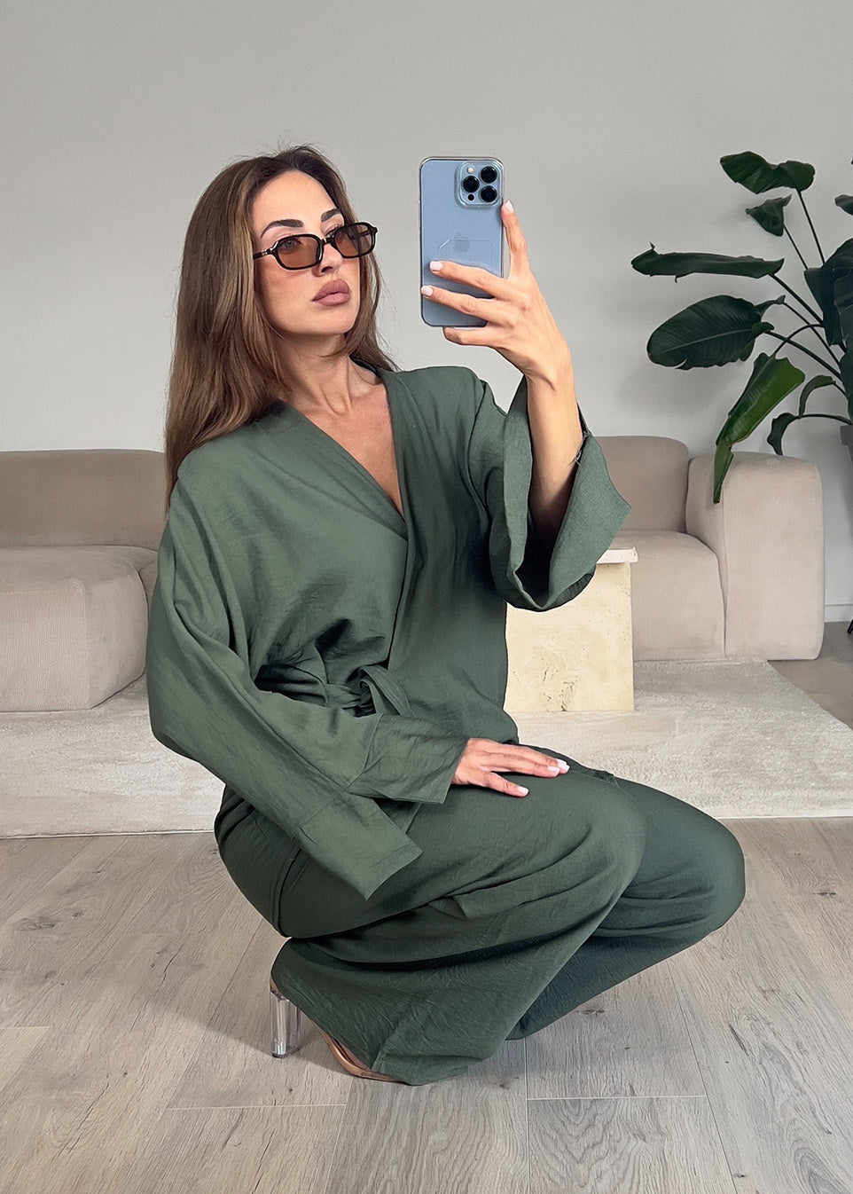 Basic Zweiteiler in Wickeloptik