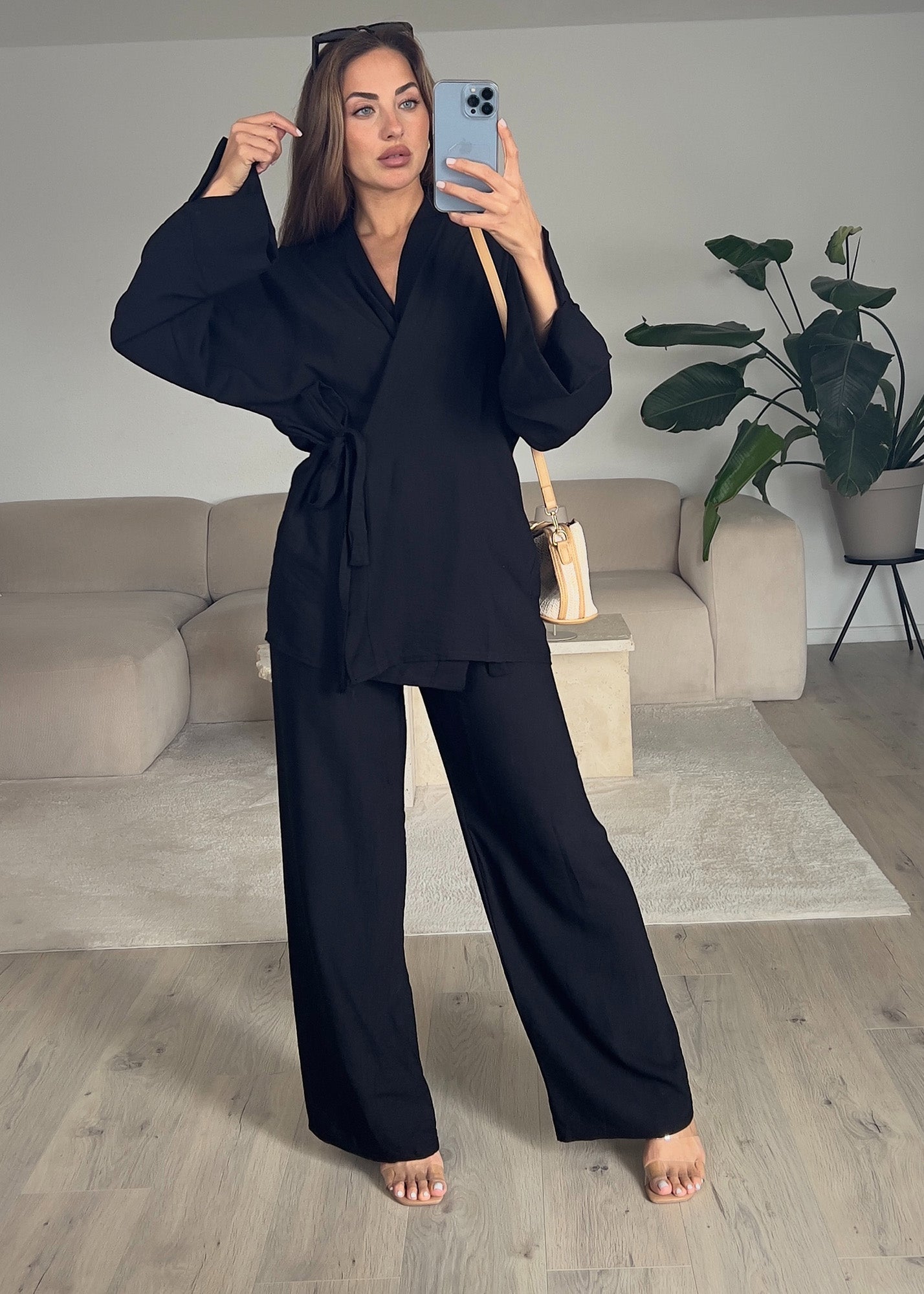 Basic Zweiteiler in Wickeloptik