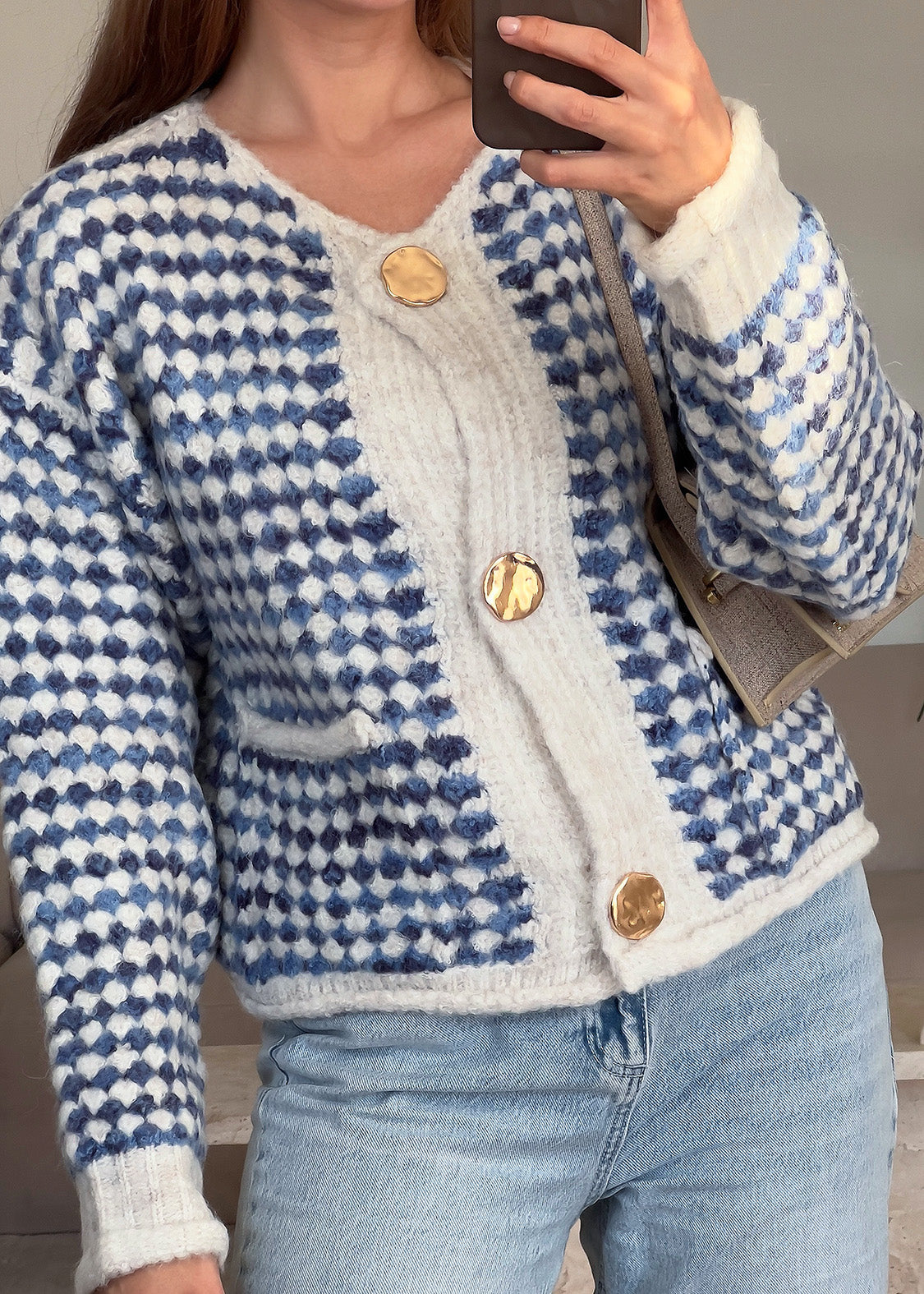 Gemusterte Strickjacke