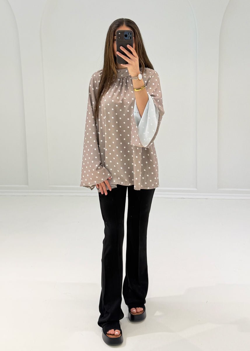 Bluse mit Punkten & weiten Ärmeln - NAHA