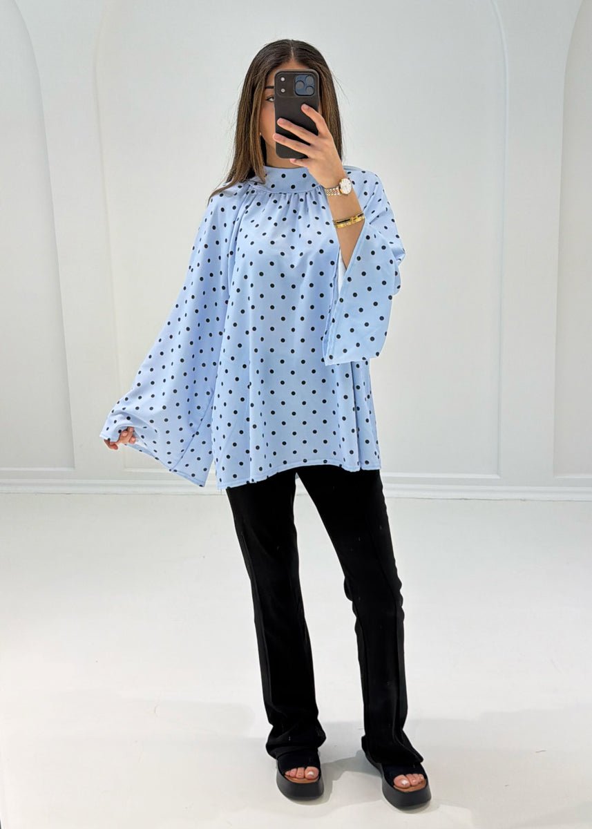 Bluse mit Punkten & weiten Ärmeln - NAHA