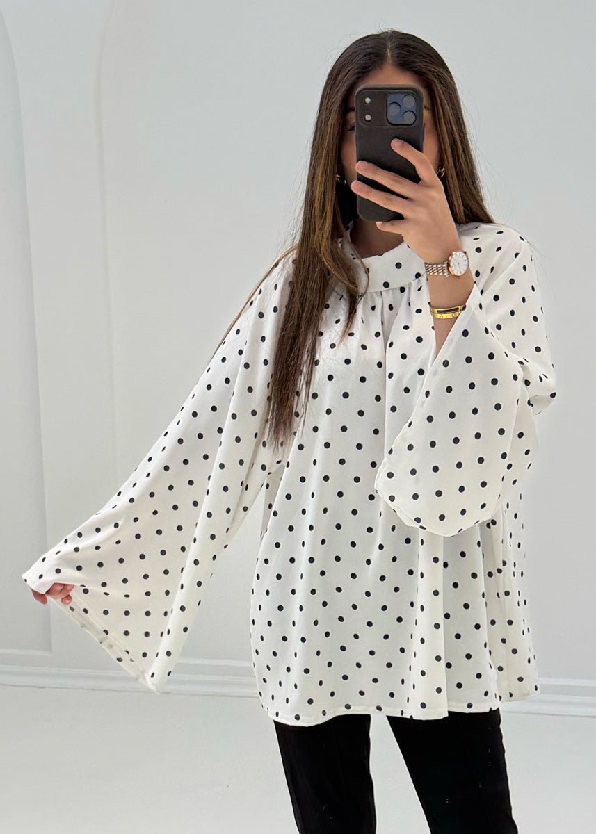 Bluse mit Punkten & weiten Ärmeln - NAHA