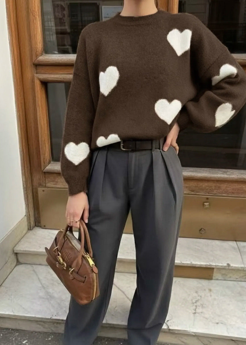 Strickpullover mit Herzmuster