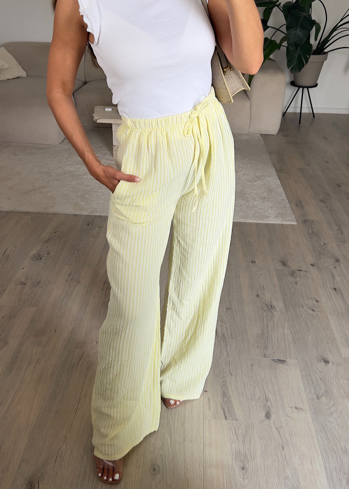 Gestreifte Musselin Hose