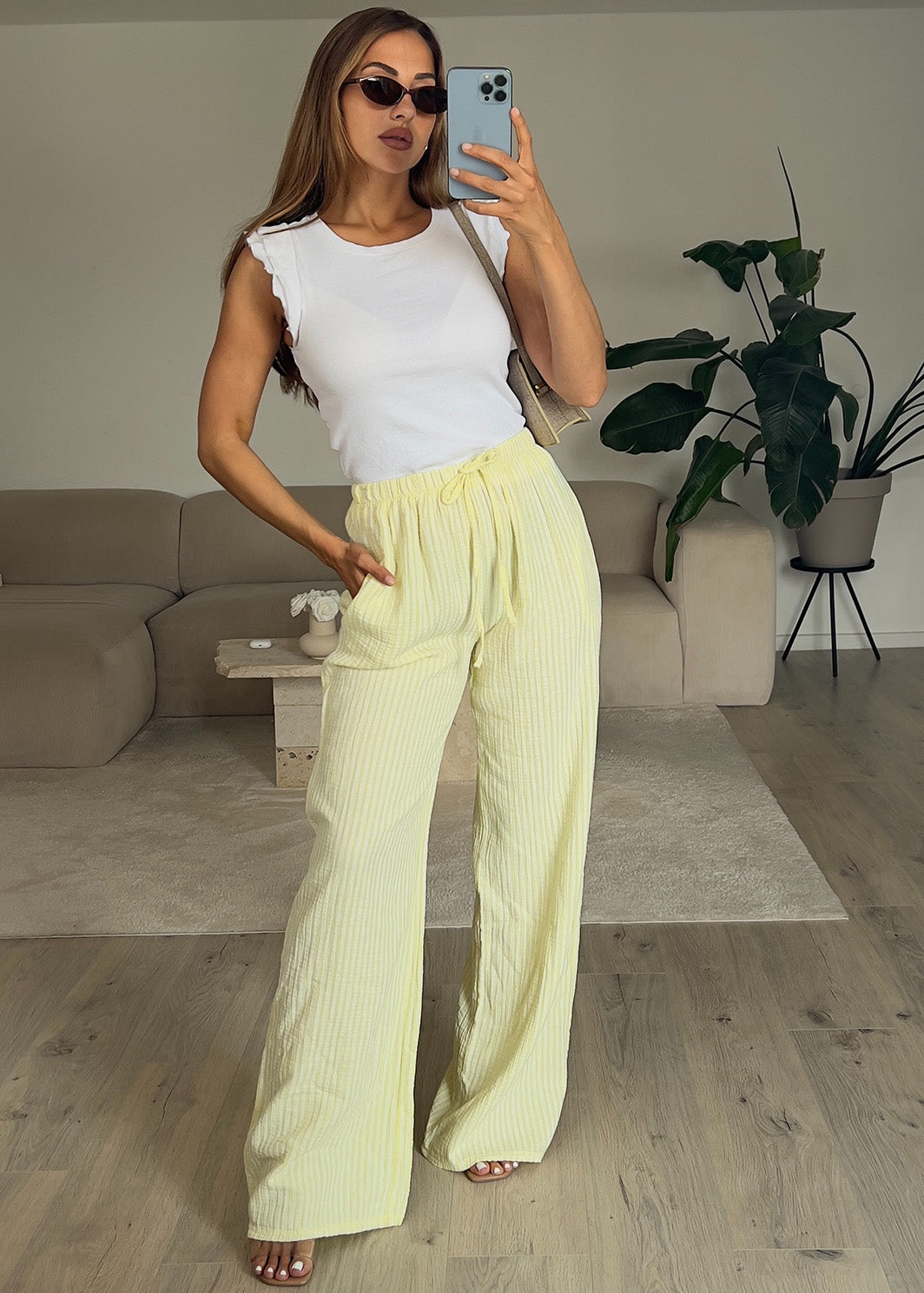 Gestreifte Musselin Hose