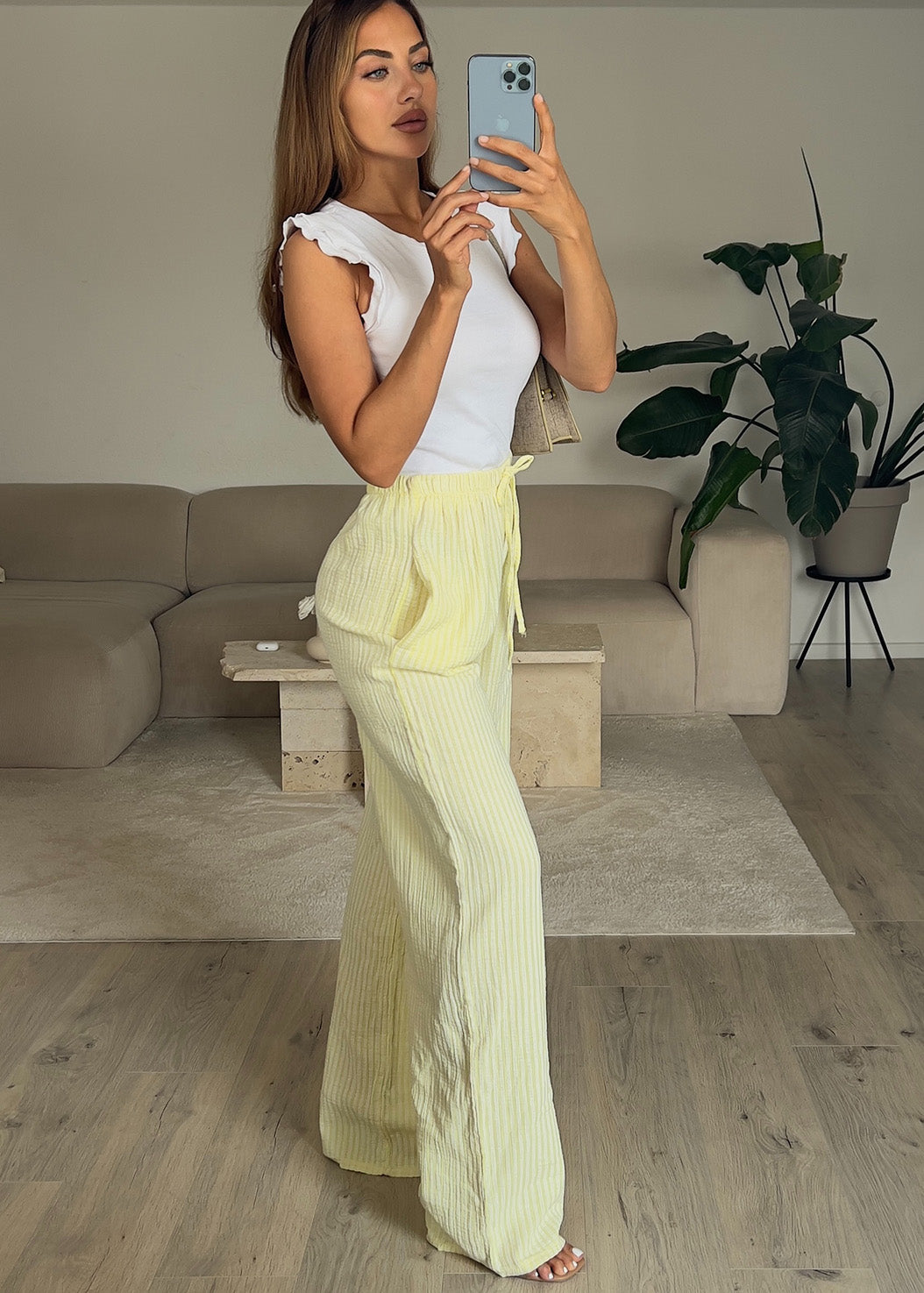 Gestreifte Musselin Hose