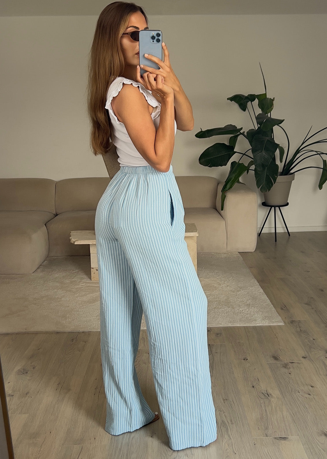 Gestreifte Musselin Hose