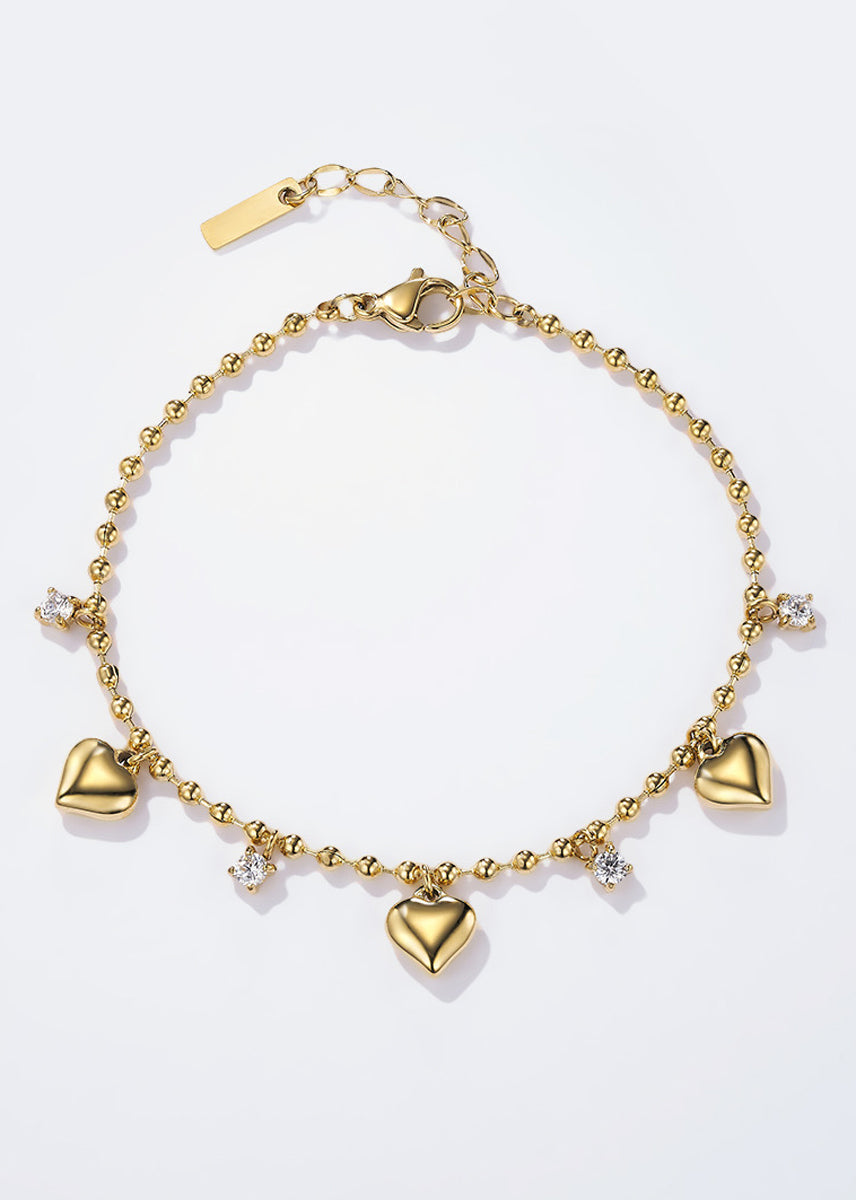 Armband mit Herz Anhängern & Perlenkette