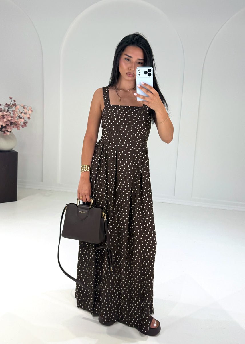 Gepunktetes Maxikleid Braun - NAHA