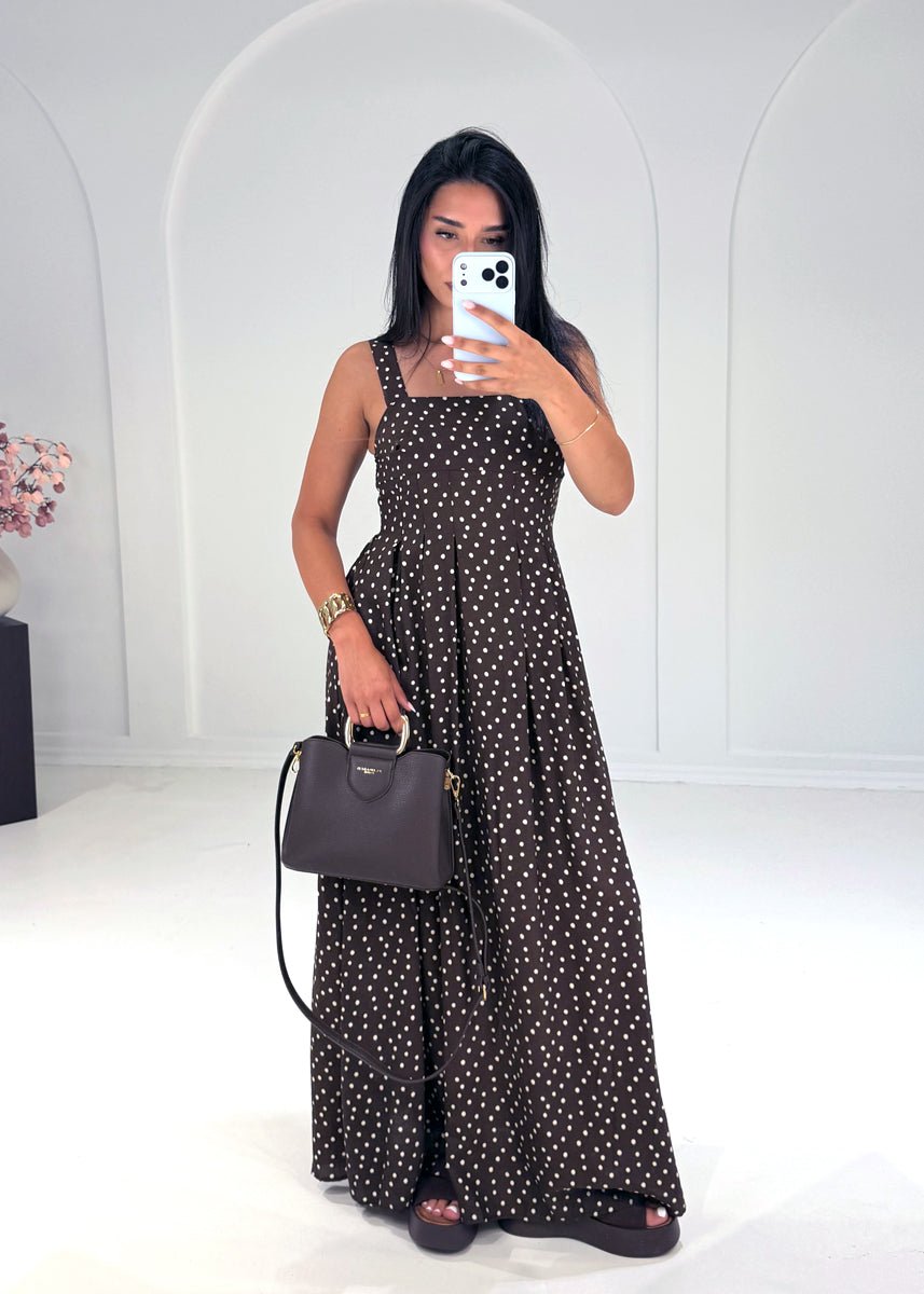 Gepunktetes Maxikleid Braun - NAHA