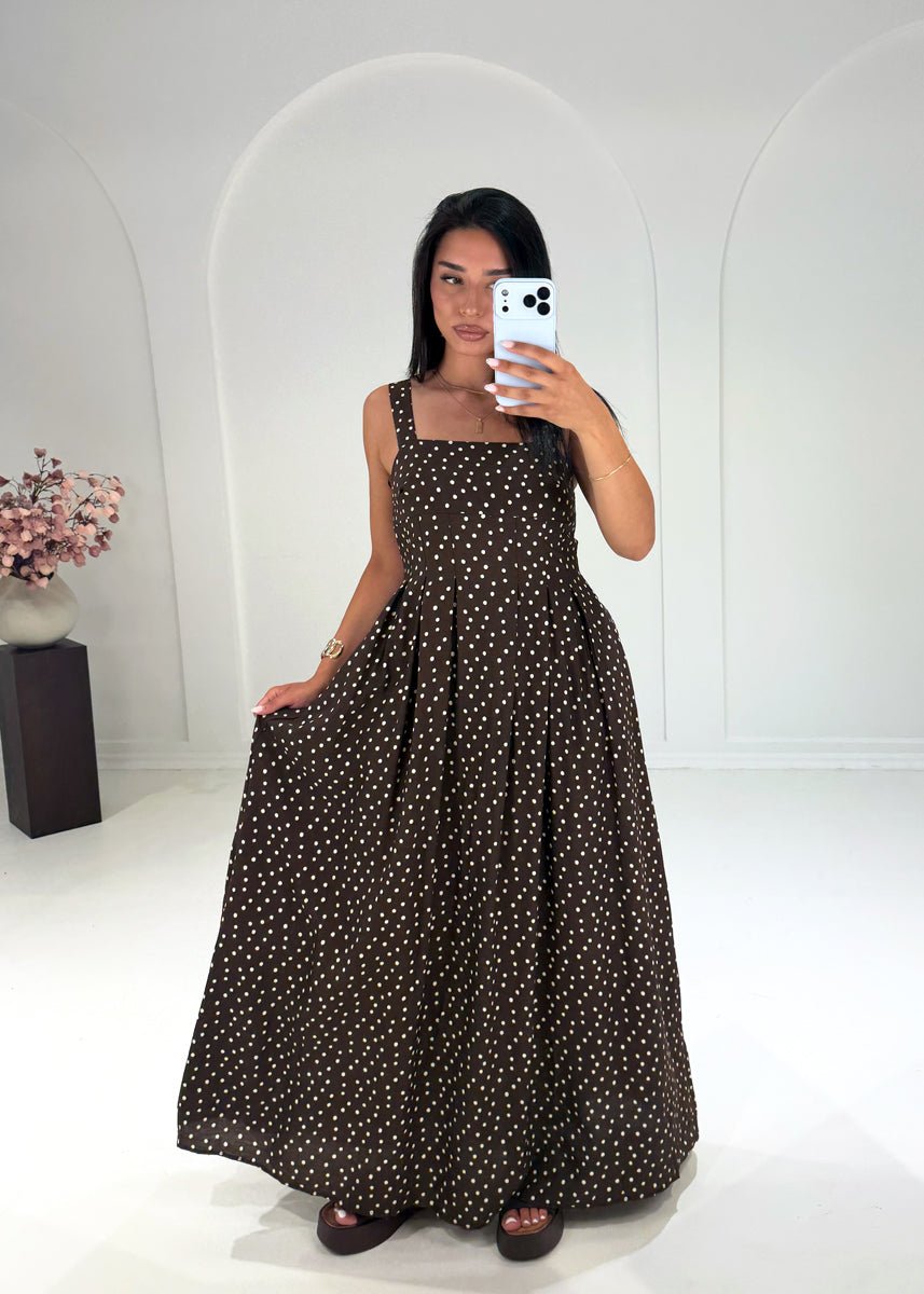 Gepunktetes Maxikleid Braun - NAHA