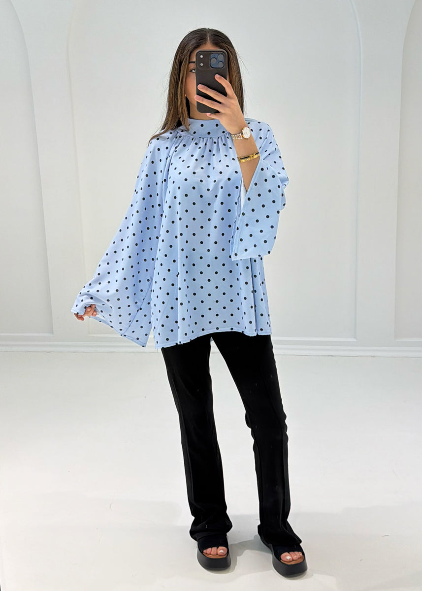 Bluse mit Punkten & weiten Ärmeln