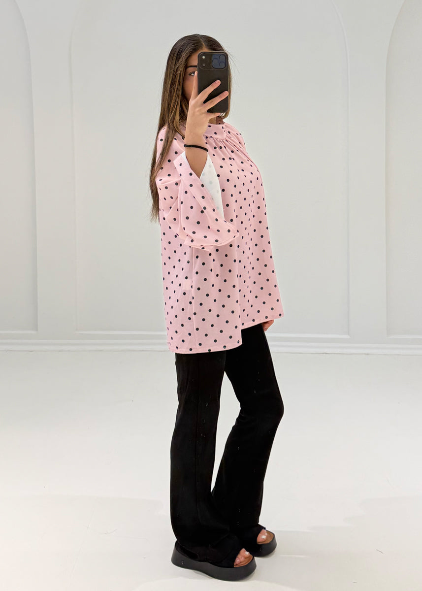 Bluse mit Punkten & weiten Ärmeln