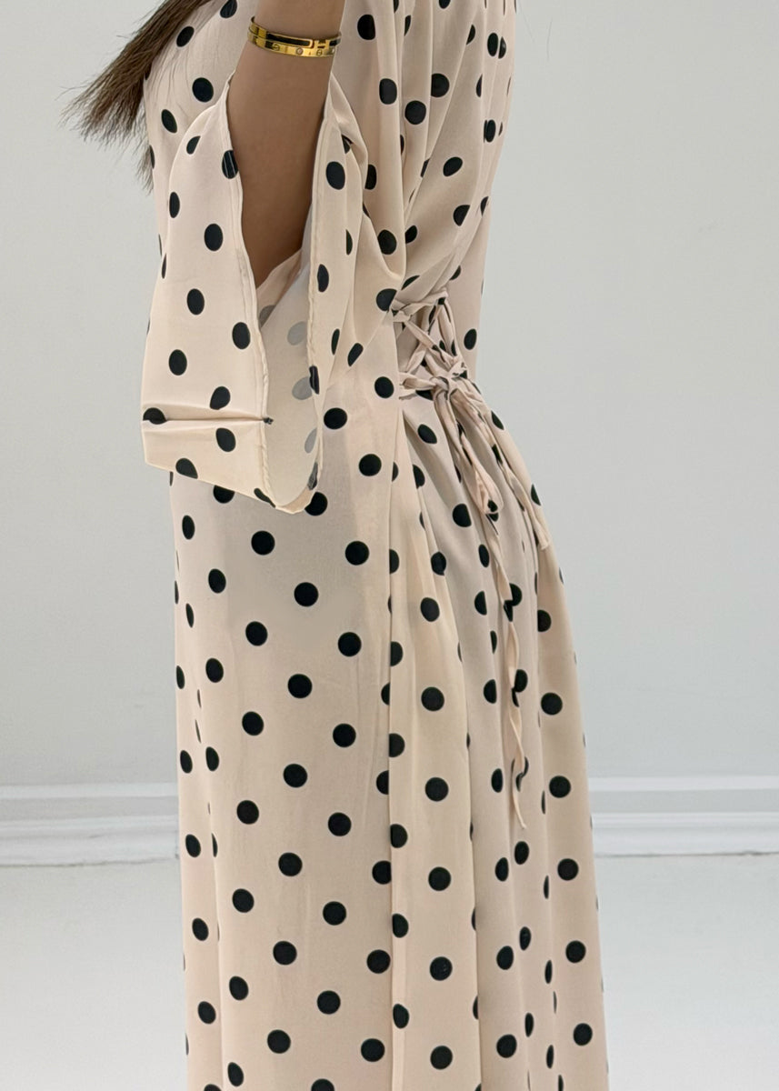 Maxikleid mit Punkteprint & Bindeband