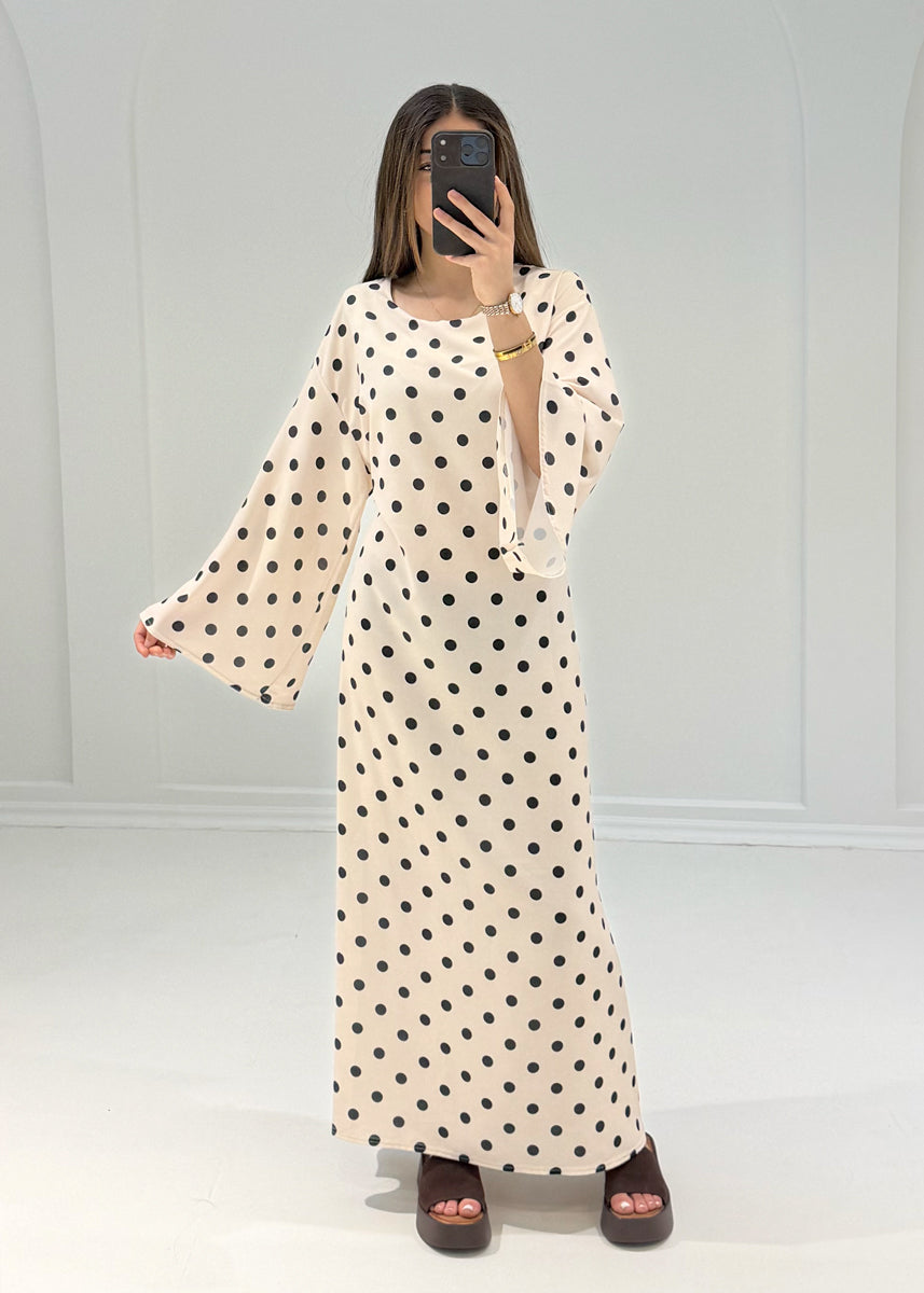 Maxikleid mit Punkteprint & Bindeband
