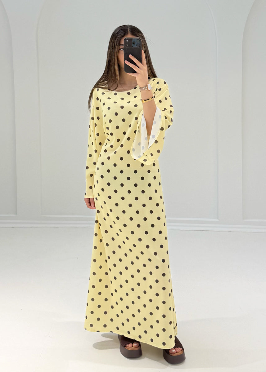 Maxikleid mit Punkteprint & Bindeband
