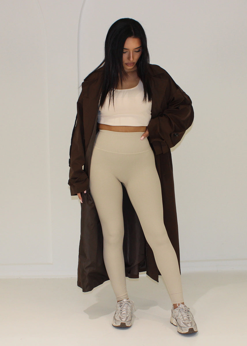 Gerippte Leggings mit hohem Bund