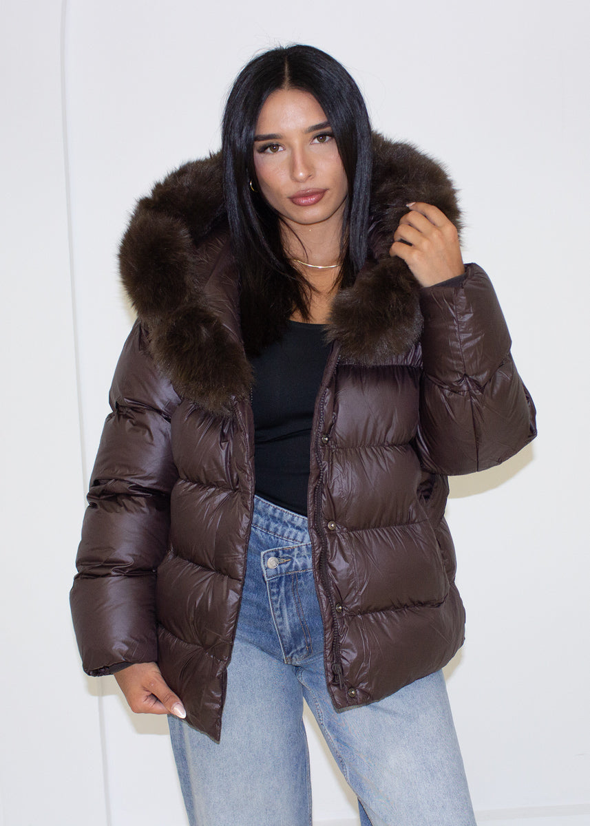 Steppjacke mit Kapuze & Bindegürtel