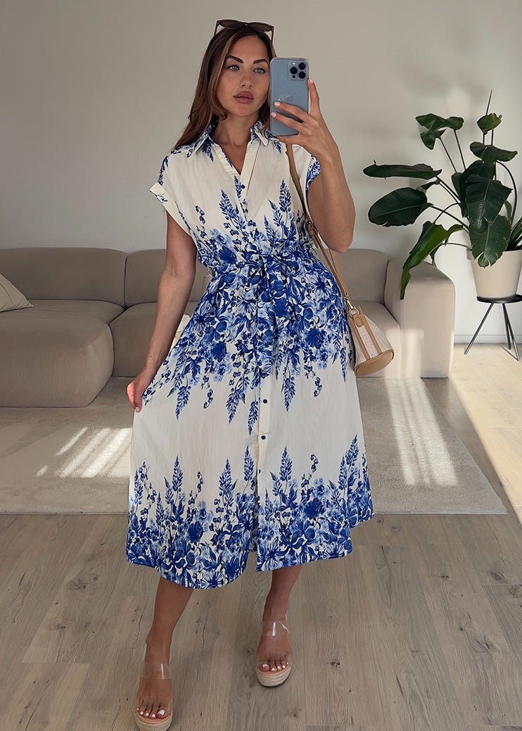 Hemdblusenkleid mit floralem Print - NAHA