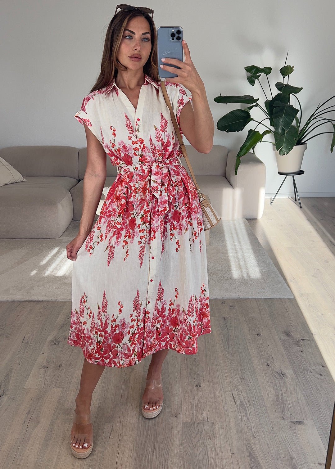 Hemdblusenkleid mit floralem Print - NAHA