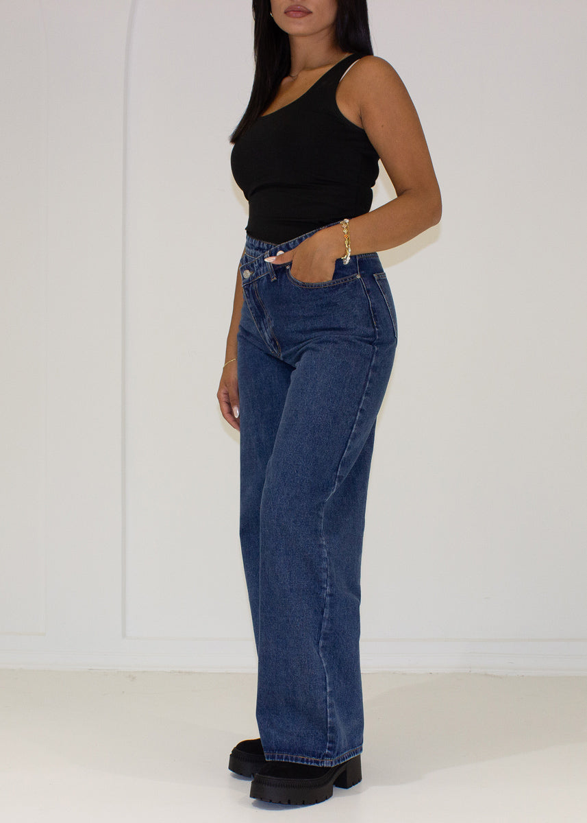 Jeanshose High Waist mit weitem Bein