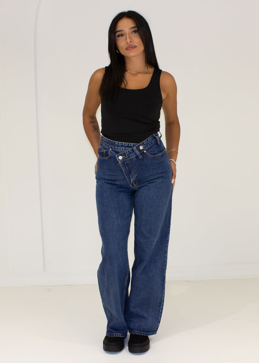 Jeanshose High Waist mit weitem Bein
