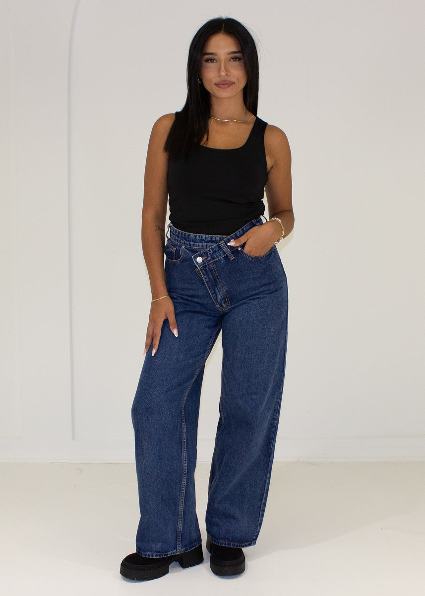 Jeanshose High Waist mit weitem Bein