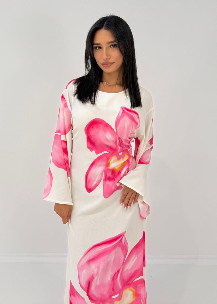 Maxikleid mit weiten Ärmeln & Blumenprint