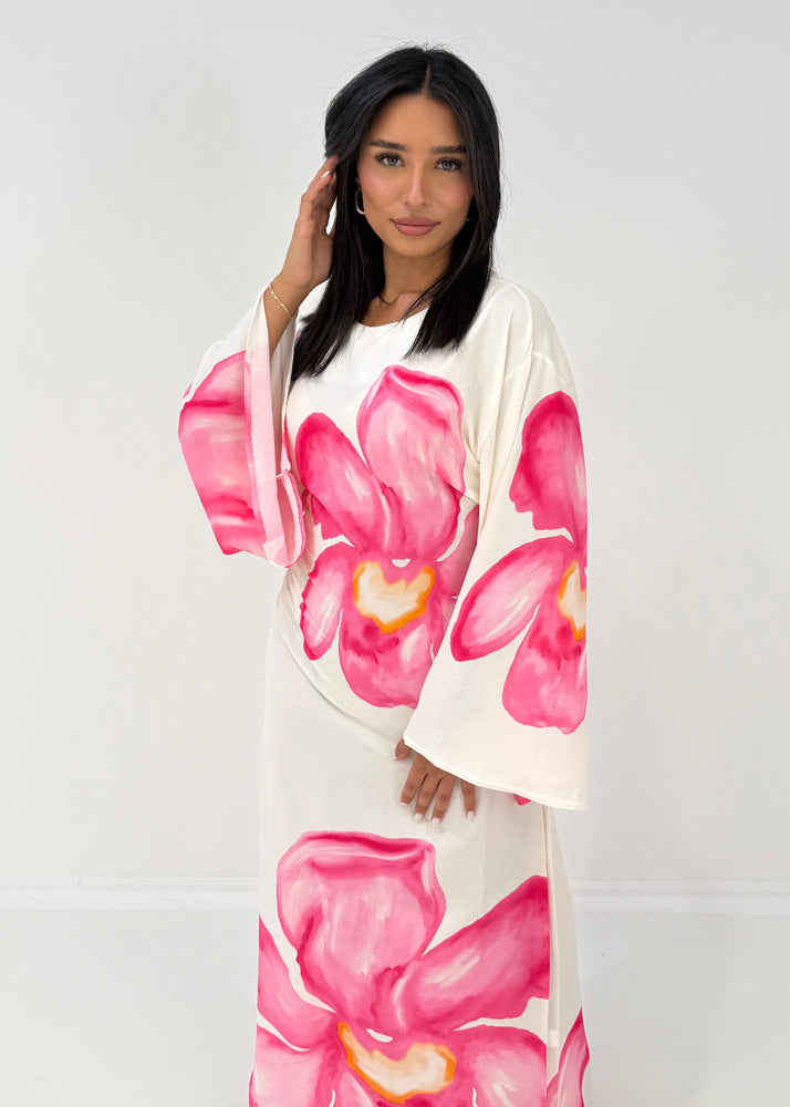 Maxikleid mit weiten Ärmeln & Blumenprint