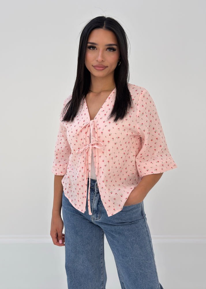 Kurzärmelige Musselin-Bluse - NAHA