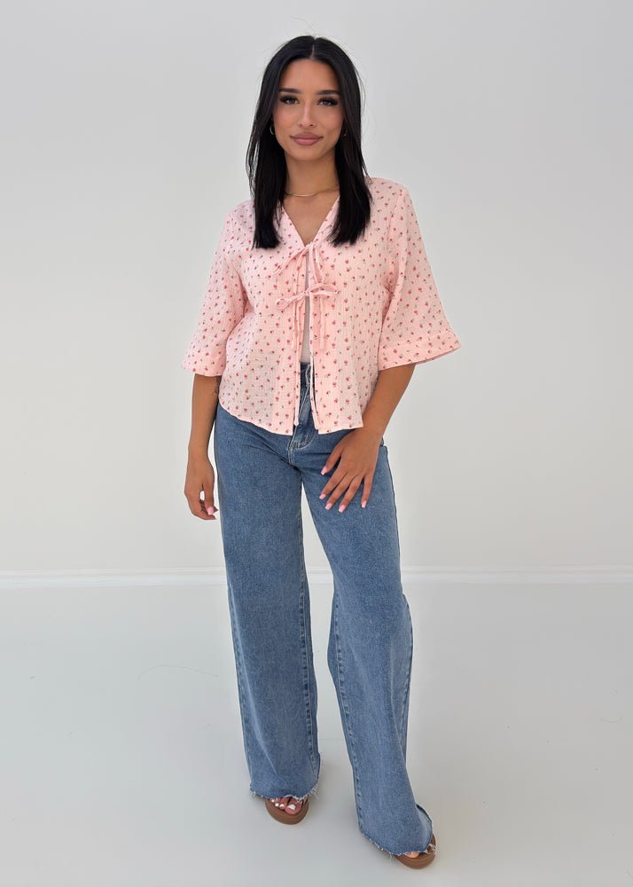 Kurzärmelige Musselin-Bluse - NAHA