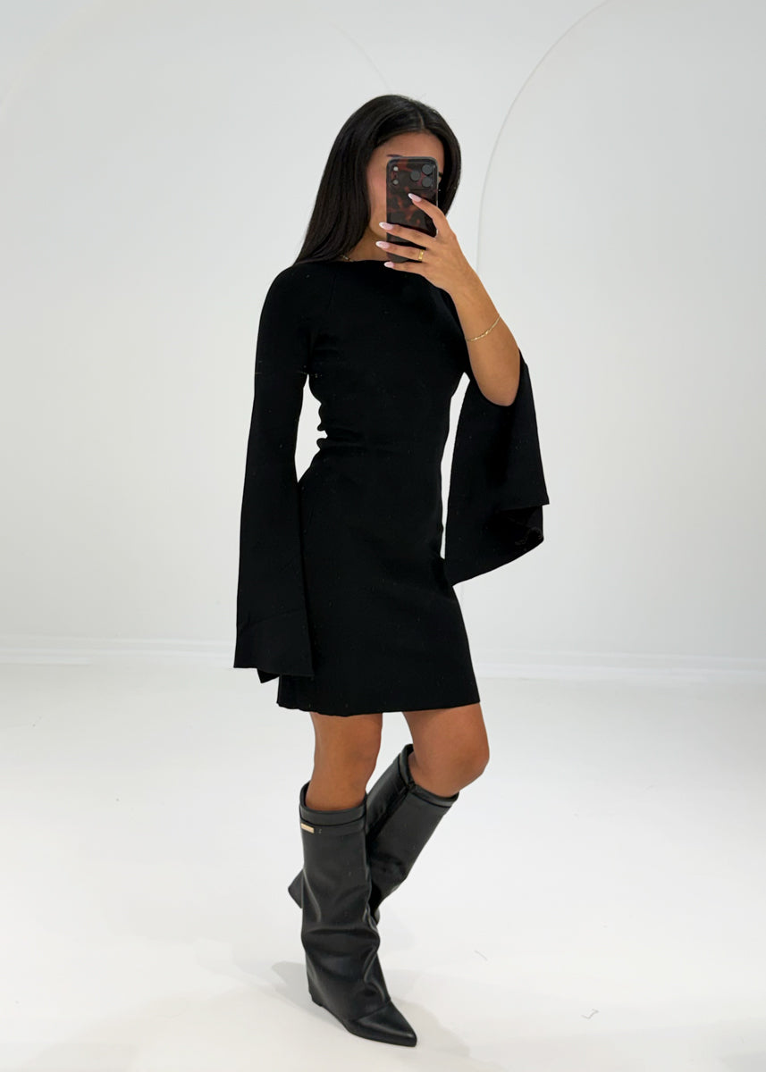 Mini-Kleid mit weiten Ärmeln Schwarz