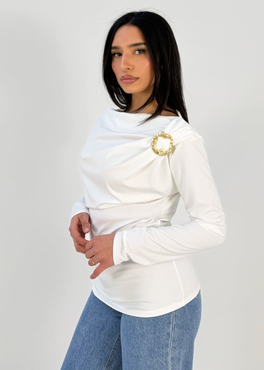 Langarmshirt mit Zierspange - NAHA