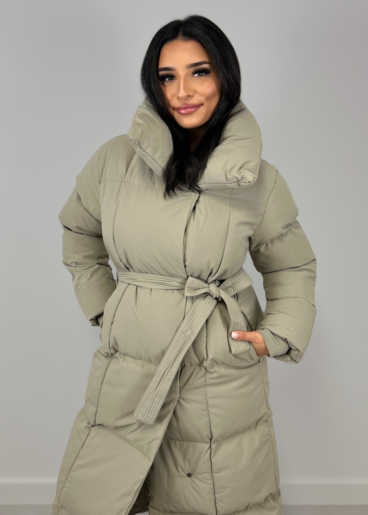 Lange Winterjacke mit Gürtel - NAHA