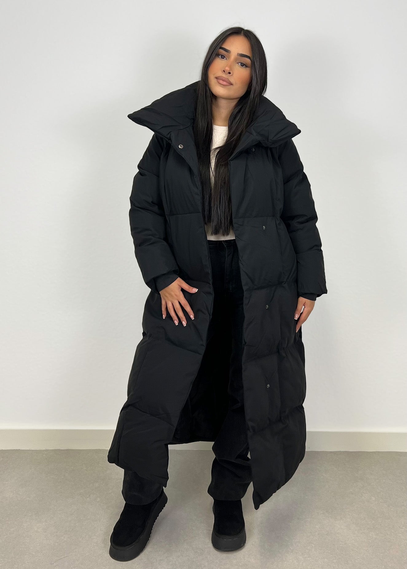 Lange Winterjacke mit Gürtel - NAHA