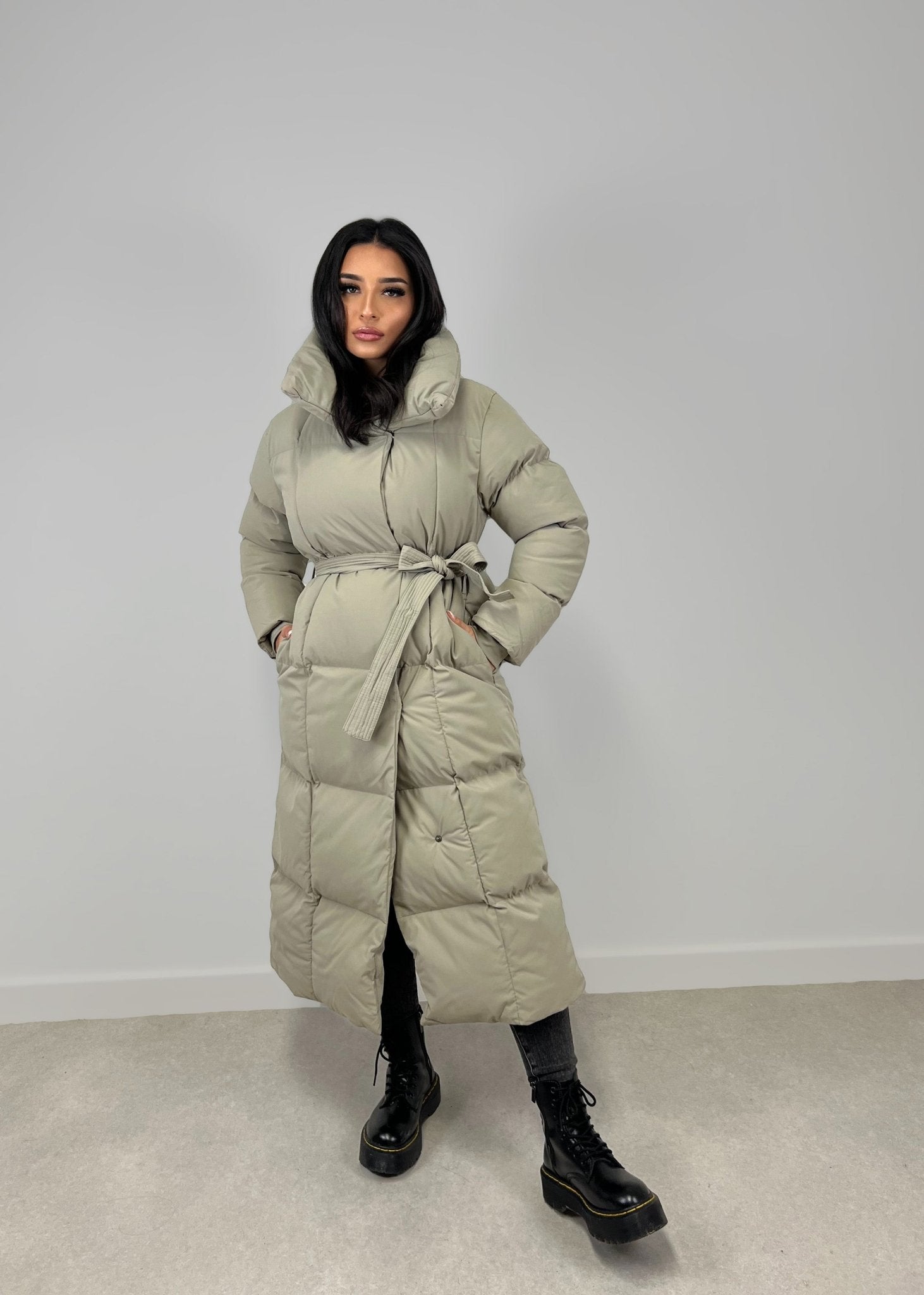 Lange Winterjacke mit Gürtel - NAHA