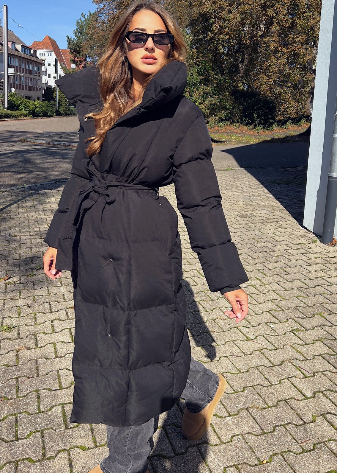 Lange Winterjacke mit Gürtel - NAHA
