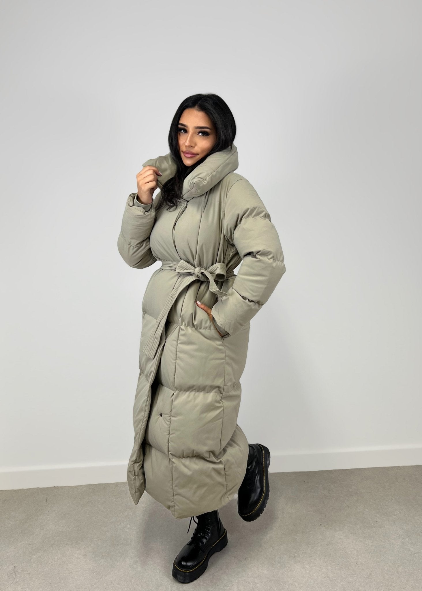 Lange Winterjacke mit Gürtel - NAHA