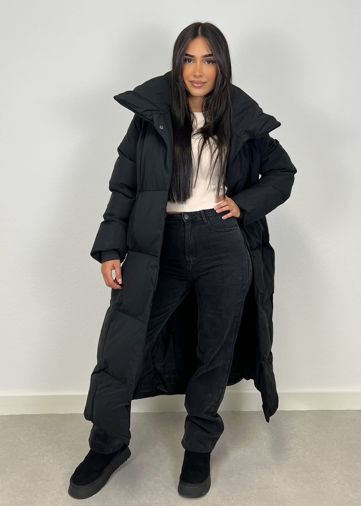 Lange Winterjacke mit Gürtel - NAHA