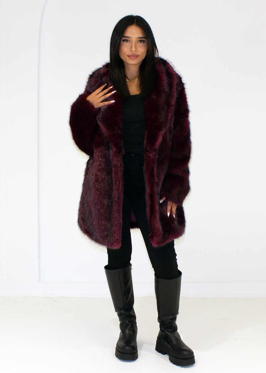 Kunstfell Mantel mit Gürtel