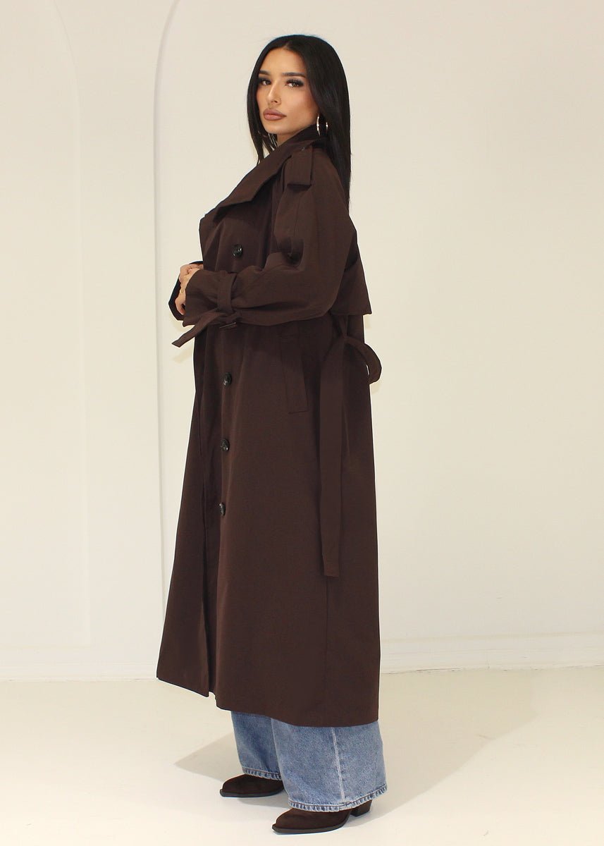 Langer Trenchcoat Stehkragen - NAHA