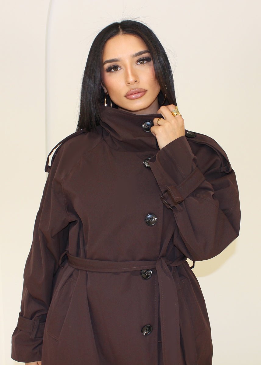 Langer Trenchcoat Stehkragen - NAHA
