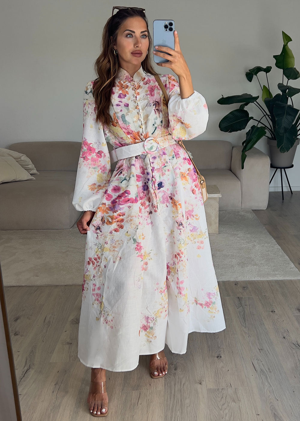 Maxikleid mit Aquarell-Print