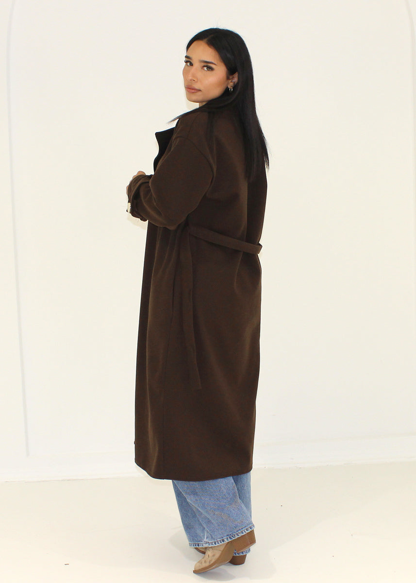 Mantel mit Bindegürtel & Goldknöpfen