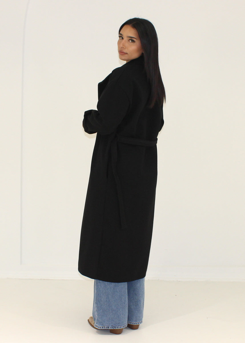 Mantel mit Bindegürtel & Goldknöpfen