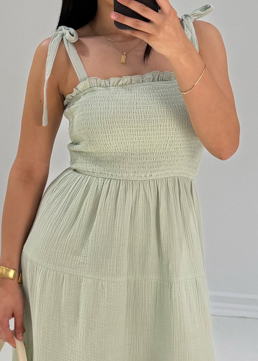 Maxikleid aus Musselin mit Trägern - NAHA