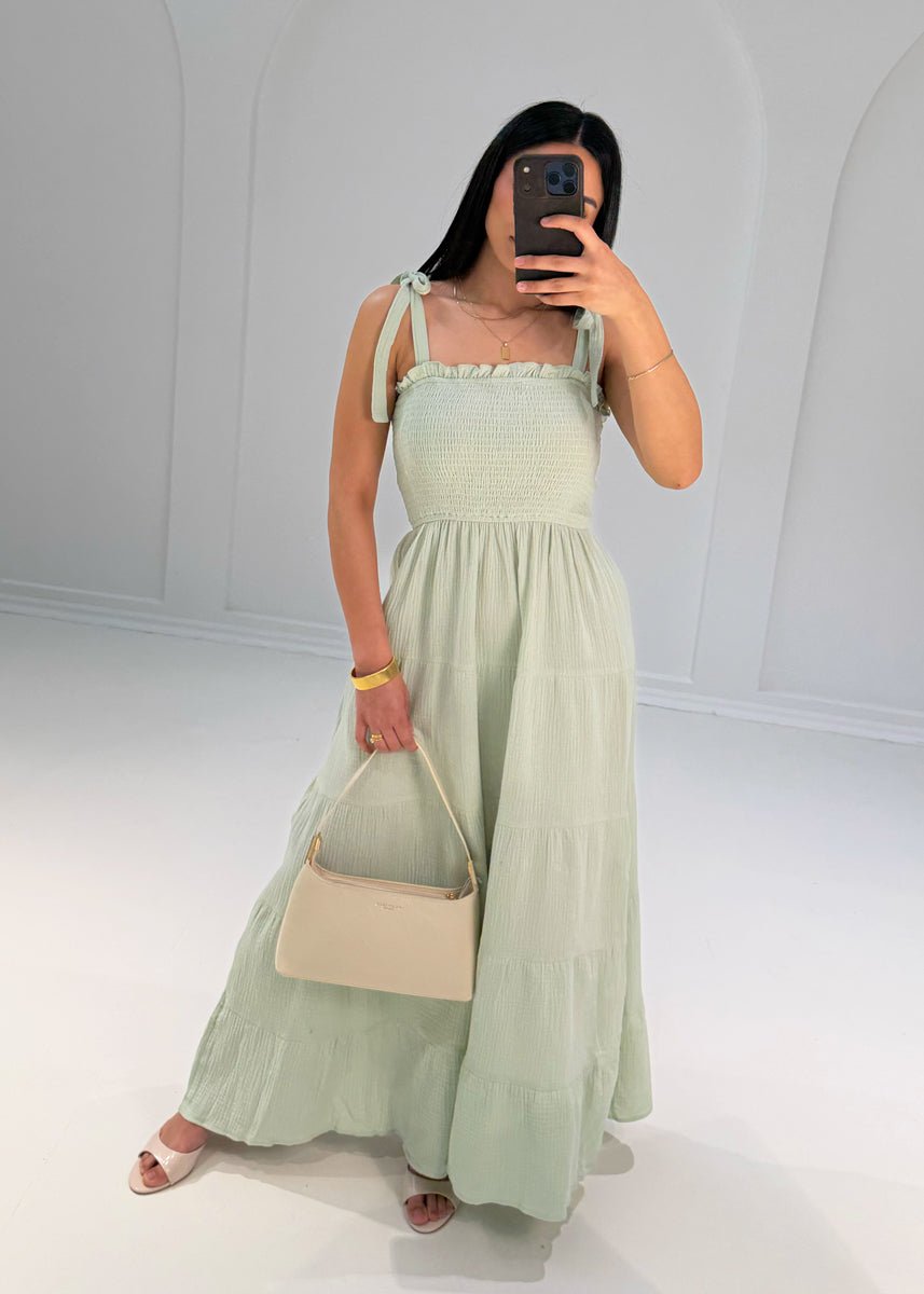 Maxikleid aus Musselin mit Trägern - NAHA