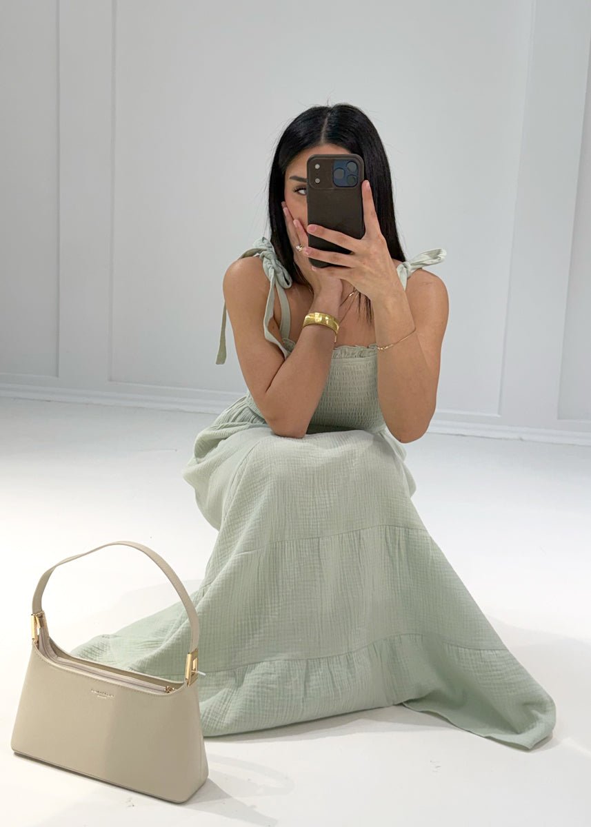 Maxikleid aus Musselin mit Trägern - NAHA