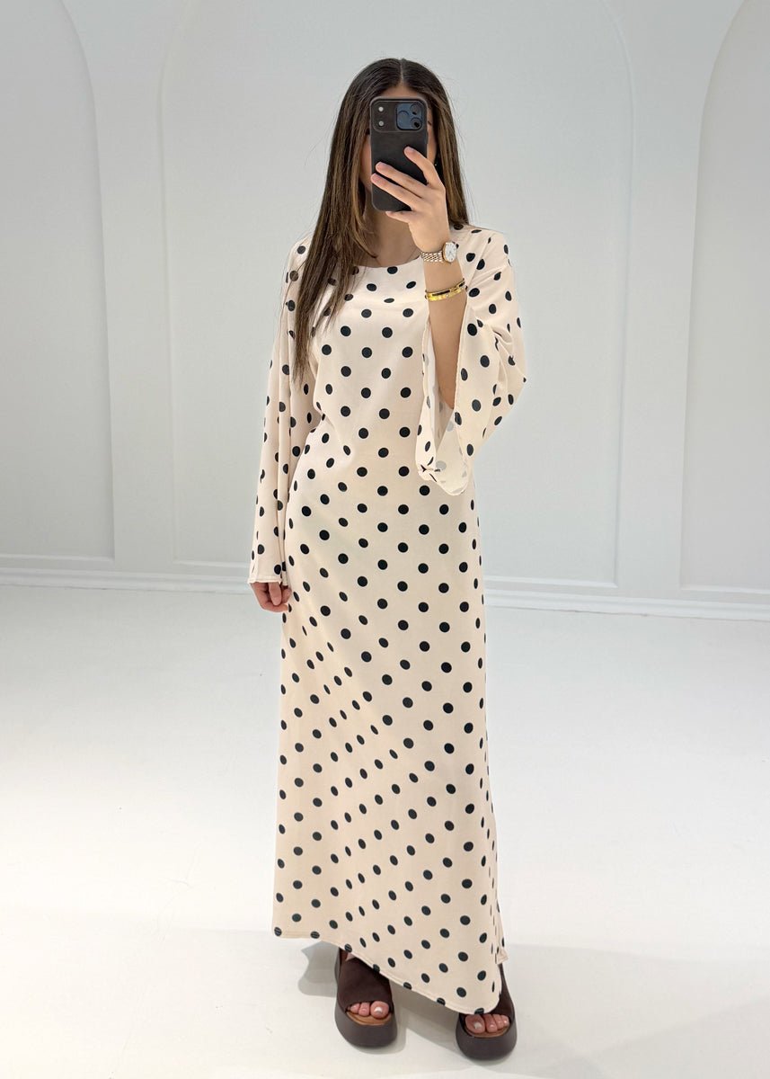 Maxikleid mit Punkteprint & Bindeband - NAHA